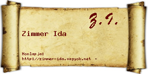 Zimmer Ida névjegykártya
